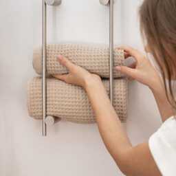 Stainless Steel Towel Rack, Brushed Wall Mounted Towel Holder, Silver Shelf, Inox Accessories, Modern Bathroom Luvia - thumbnail 2