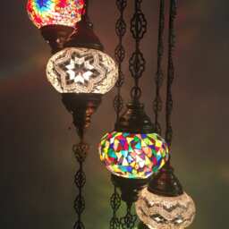 7 - Ball Turkish Water Drop Style Mosaic Chandelier Multi-Color - thumbnail 2