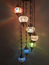 7 - Ball Turkish Water Drop Style Mosaic Chandelier Multi-Color