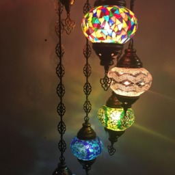 7 - Ball Turkish Water Drop Style Mosaic Chandelier Multi-Color - thumbnail 3