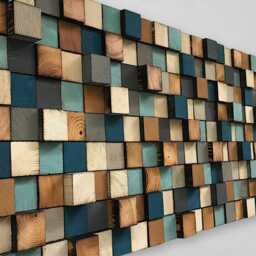 Reclaimed Wood Wall Art - Geometric Wooden Mosaic Decoration - thumbnail 2