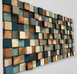 Reclaimed Wood Wall Art - Geometric Wooden Mosaic Decoration