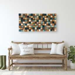 Reclaimed Wood Wall Art - Geometric Wooden Mosaic Decoration - thumbnail 3
