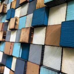 Reclaimed Wood Wall Art - Geometric Wooden Mosaic Decoration - thumbnail 4