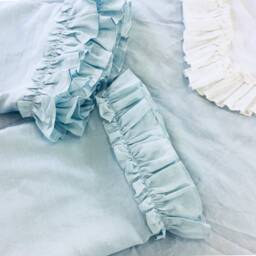 Linen Bed Cover With Vintage Ruffles, Ruffle Sheet, Custom Made - thumbnail 2