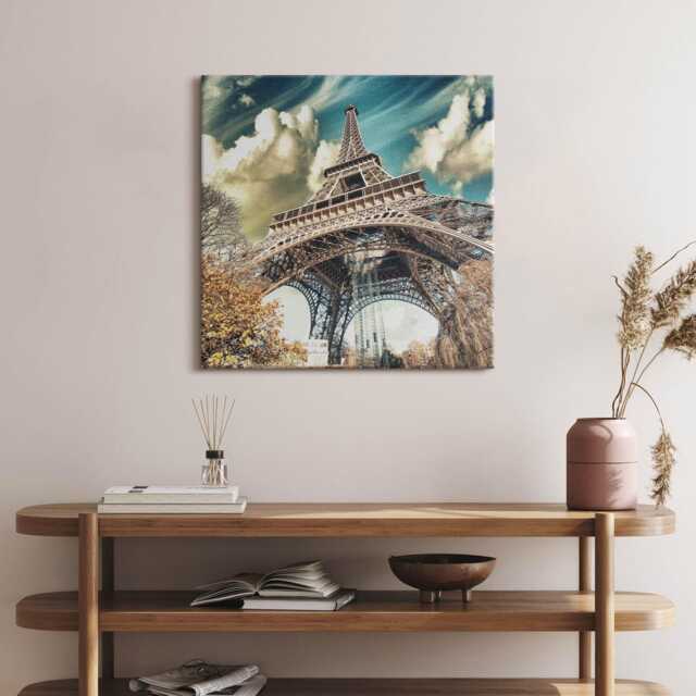 Great View Of The Eiffel Tower Canvas, Picture Wall Hanging, Creamy Art, Architecture Canvas Painting - image 1