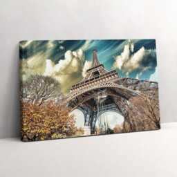 Great View Of The Eiffel Tower Canvas, Picture Wall Hanging, Creamy Art, Architecture Canvas Painting - thumbnail 2