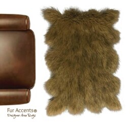 Faux Fur Area Rug - Coyote Pelt Style, Handmade Throw - thumbnail 2