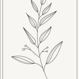 Plant Wall Art, Flower, Botanical Line Art, Home Decor, Botanical Art, Cream , Hand Drawn Plant, Minimalist Flower Prints, Set Of 2 Prints - thumbnail 2