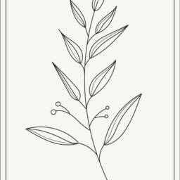 Plant Wall Art, Flower, Botanical Line Art, Home Decor, Botanical Art, Cream , Hand Drawn Plant, Minimalist Flower Prints, Set Of 2 Prints - thumbnail 3
