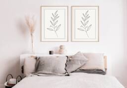 Plant Wall Art, Flower, Botanical Line Art, Home Decor, Botanical Art, Cream , Hand Drawn Plant, Minimalist Flower Prints, Set Of 2 Prints - thumbnail 1