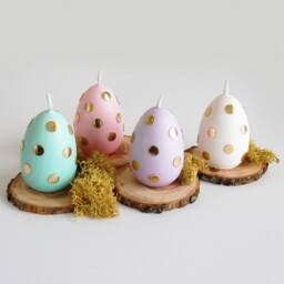 Easter Egg Candle, Eggs With Golden Polka Dot, Pastel Candles, Table Decor, Gift, Hunting, Metallic - thumbnail 2