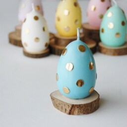 Easter Egg Candle, Eggs With Golden Polka Dot, Pastel Candles, Table Decor, Gift, Hunting, Metallic - thumbnail 4