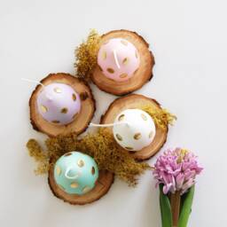 Easter Egg Candle, Eggs With Golden Polka Dot, Pastel Candles, Table Decor, Gift, Hunting, Metallic - thumbnail 3