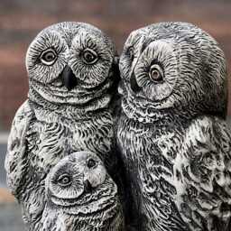 Large Stone Owl Family Statue Concrete Figurine Outdoor Bird Garden Sculpture Handmade Ornament Cement Decor Owls Lover Gift - thumbnail 2