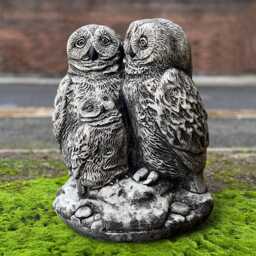 Large Stone Owl Family Statue Concrete Figurine Outdoor Bird Garden Sculpture Handmade Ornament Cement Decor Owls Lover Gift - thumbnail 3