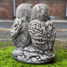 Large Stone Owl Family Statue Concrete Figurine Outdoor Bird Garden Sculpture Handmade Ornament Cement Decor Owls Lover Gift - thumbnail 4