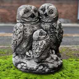Large Stone Owl Family Statue Concrete Figurine Outdoor Bird Garden Sculpture Handmade Ornament Cement Decor Owls Lover Gift - thumbnail 1