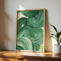 Emerald Green Abstract Wall Art, Modern Mid Century Print, Elegant Above Couch Artwork, Minimalist Poster, Contemporary Home Decor - thumbnail 3