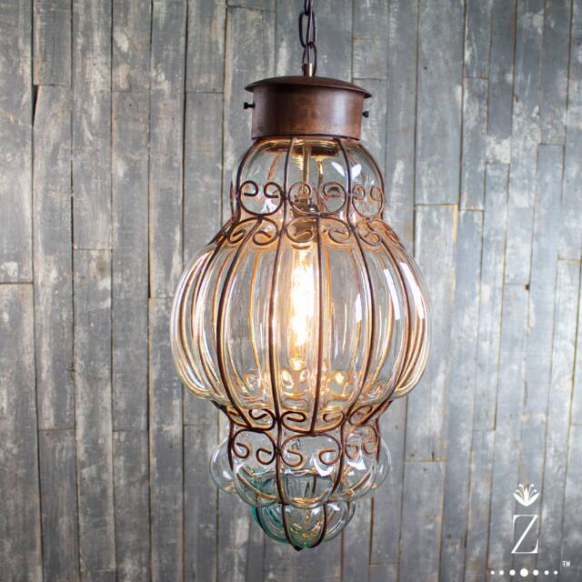 Queen Pendant Light, Clear Glass & Iron Chandelier - image 1