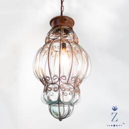 Queen Pendant Light, Clear Glass & Iron Chandelier - thumbnail 2