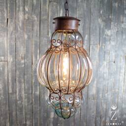 Queen Pendant Light, Clear Glass & Iron Chandelier