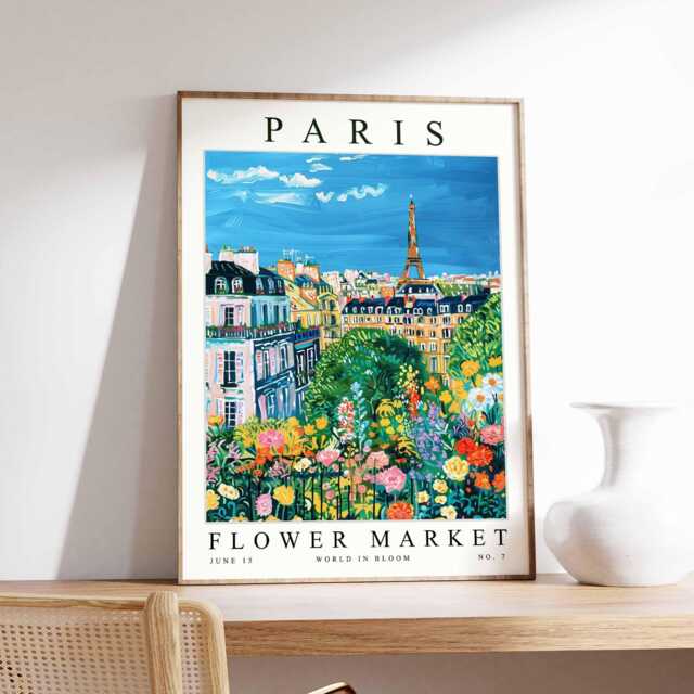 Paris Flower Market Poster French Floral Botanical Print - image 1