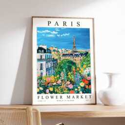 Paris Flower Market Poster French Floral Botanical Print - thumbnail 1