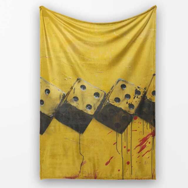 Yellow Black Domino Chain Abstract Graffiti Art, Bedroom Living Room Accent, All Season Comfort - Super Soft Fleece Blanket Bed Sofa Throw - image 1