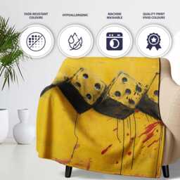Yellow Black Domino Chain Abstract Graffiti Art, Bedroom Living Room Accent, All Season Comfort - Super Soft Fleece Blanket Bed Sofa Throw - thumbnail 2