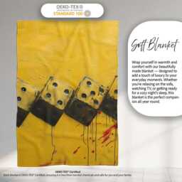Yellow Black Domino Chain Abstract Graffiti Art, Bedroom Living Room Accent, All Season Comfort - Super Soft Fleece Blanket Bed Sofa Throw - thumbnail 3