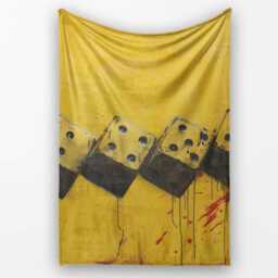 Yellow Black Domino Chain Abstract Graffiti Art, Bedroom Living Room Accent, All Season Comfort - Super Soft Fleece Blanket Bed Sofa Throw