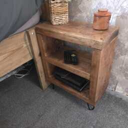Handcrafted Reclaimed Wood Bedside Table - Farmhouse Hairpin Leg Nightstand - thumbnail 3