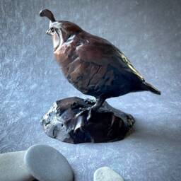 Cast Bronze Male California Quail Sculpture Original Bird Art By Kindrie Grove - thumbnail 2