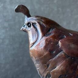Cast Bronze Male California Quail Sculpture Original Bird Art By Kindrie Grove - thumbnail 1