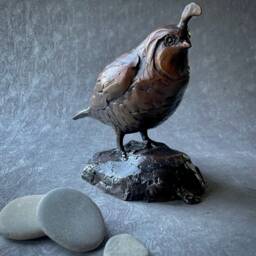 Cast Bronze Male California Quail Sculpture Original Bird Art By Kindrie Grove - thumbnail 3