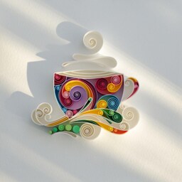 Coffee Cup Paper Quilling Wall Art 3D Kitchen Cafe Decor - thumbnail 3