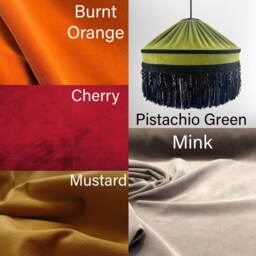 Lux Velvet Lampshade - Pendant Victorian Style Lampshade With Handmade Fringe & Crystal Glass Stones For Ceiling Lamps Or Floor Lamps - thumbnail 4