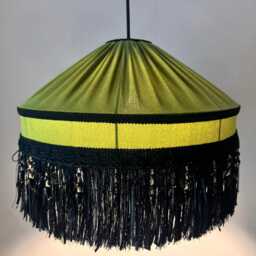 Lux Velvet Lampshade - Pendant Victorian Style Lampshade With Handmade Fringe & Crystal Glass Stones For Ceiling Lamps Or Floor Lamps - thumbnail 2