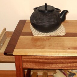 Two Drawer Mahogany & Maple Coffee Table With Shelf - thumbnail 3