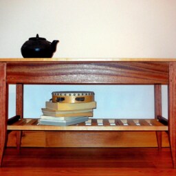 Two Drawer Mahogany & Maple Coffee Table With Shelf - thumbnail 2