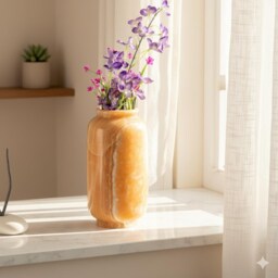 Handmade Honey Onyx Flower Vase Luxury Marble Home Decor - Each Piece Varies - thumbnail 4
