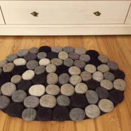 Felt Stone Rug, Wool Pebble Gray Tones, - 31.5 X 20 Inches - thumbnail 2