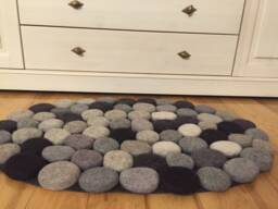 Felt Stone Rug, Wool Pebble Gray Tones, - 31.5 X 20 Inches - thumbnail 1
