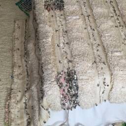Moroccan Handira/Vintage Wedding Blanket/Sequinned Atlas Rug /Throw /Rug /Pure Wool With Sequins /120 X 195 cm 3.90 6.39 Ft - thumbnail 3