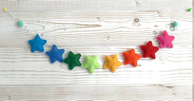 Garland Stars, Rainbow Garland, Wall Decoration, Baby Room Child Gift - image 1