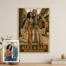 Personalised 1970S Mall Zombie Metal Plaque From Photo, Custom Poster Title Text, Retro Horror Sign Gift For Fans Door Wall Decor - thumbnail 1