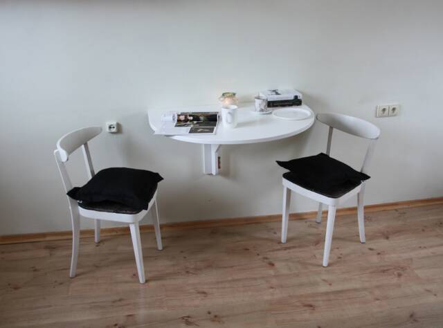 Oak Wall Mounted Folding Desk Space Saving Kitchen Table - image 1
