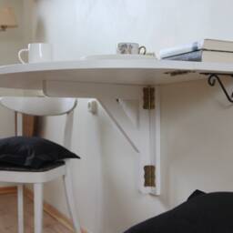 Oak Wall Mounted Folding Desk Space Saving Kitchen Table - thumbnail 2