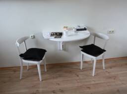 Oak Wall Mounted Folding Desk Space Saving Kitchen Table - thumbnail 1